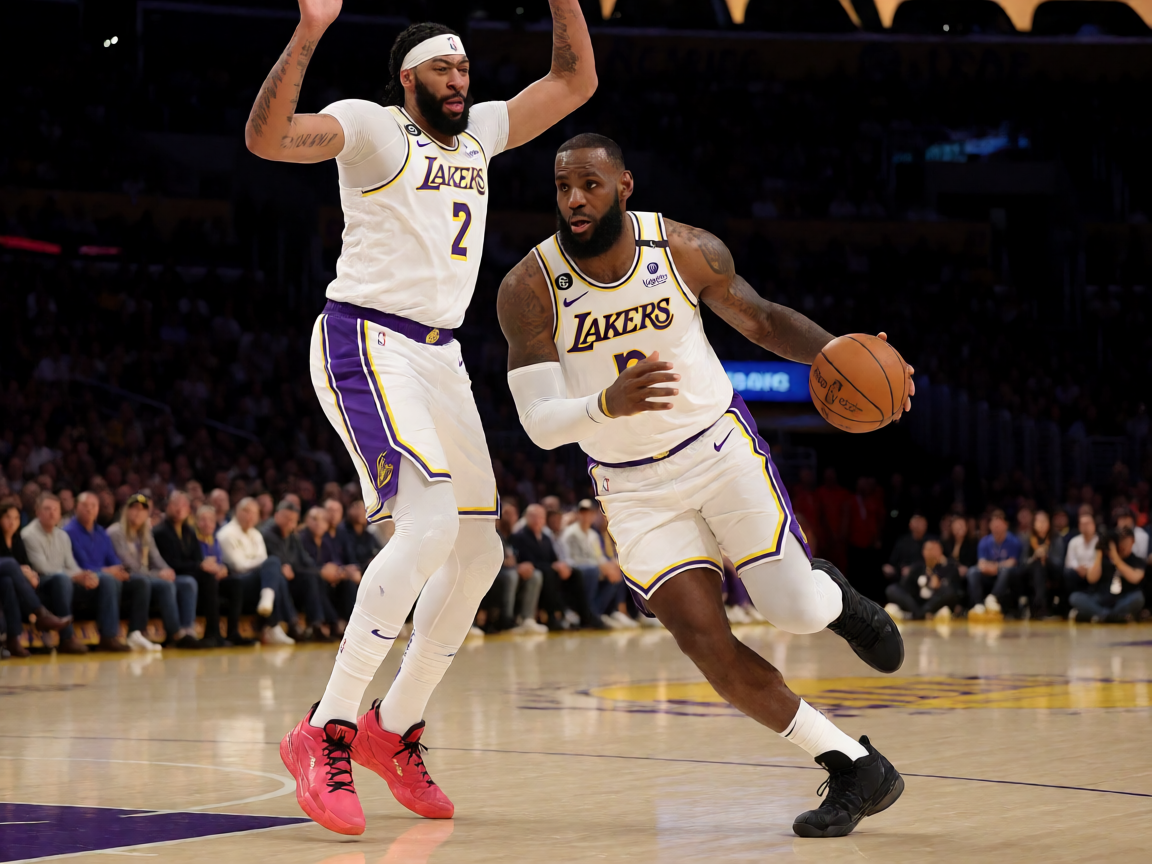 NBA比赛中洛杉矶湖人对阵金州勇士的比赛现场